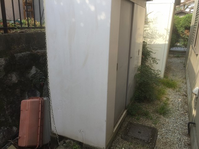 名古屋市昭和区で物置の中の備品処分と本体の解体処分です